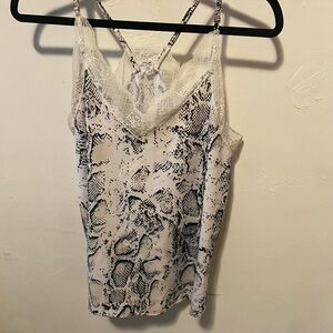 Women's Snake Print Lace Trim Cami Top